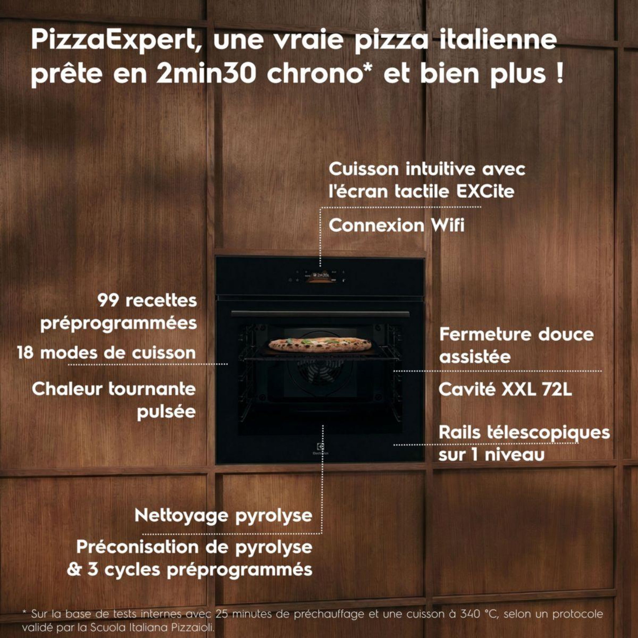 Voir la diapositive 5 : ELECTROLUX Four encastrable eox8p38wz - pyrolyse - chaleur pulsée - écran tactile - rails télescopiques - fonction pizza expert