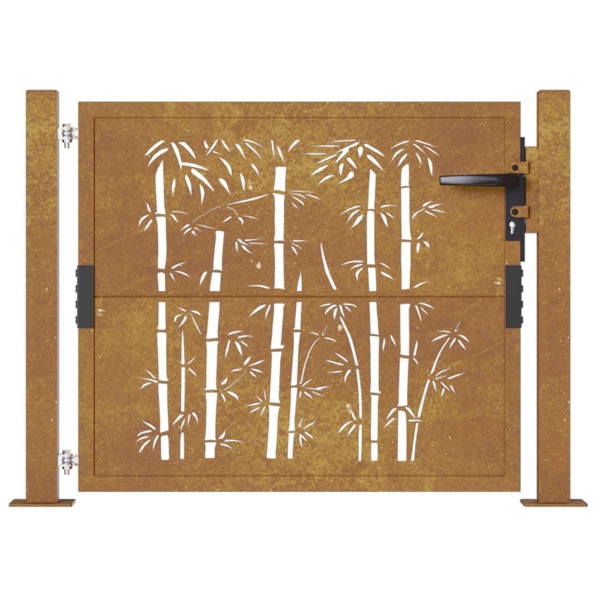 Voir la diapositive 4 : VIDAXL Portail de jardin 105x80 cm acier corten design de bambou