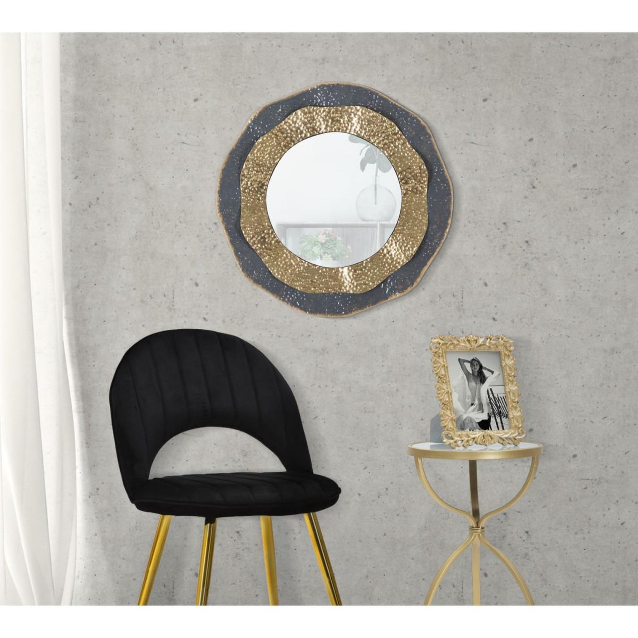 Voir la diapositive 5 : Paris Prix Miroir mural design  shai  65cm gris & or
