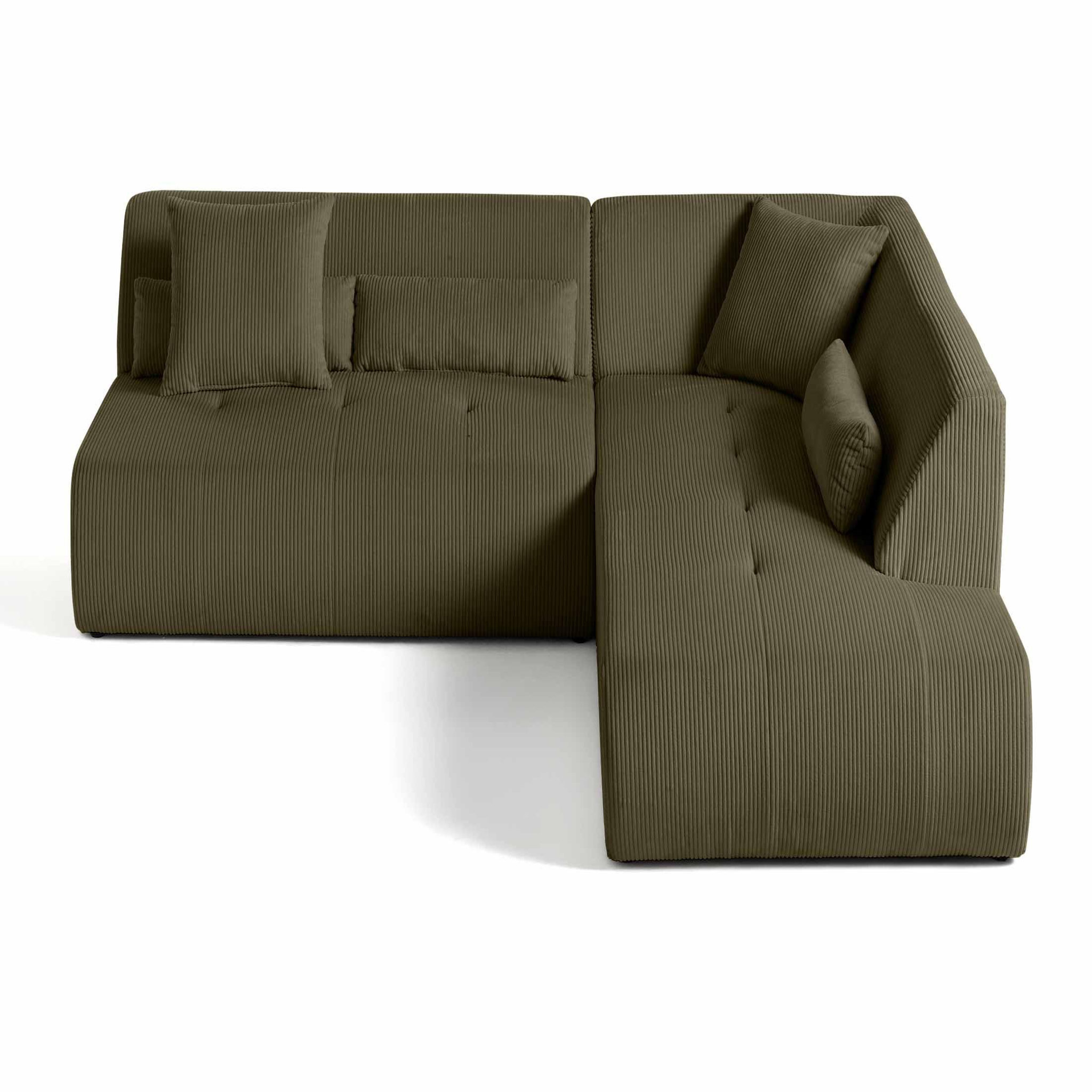 Voir la diapositive 1 : LISA DESIGN Onyx - canapé modulable d'angle droit - 5 places - en velours côtelé