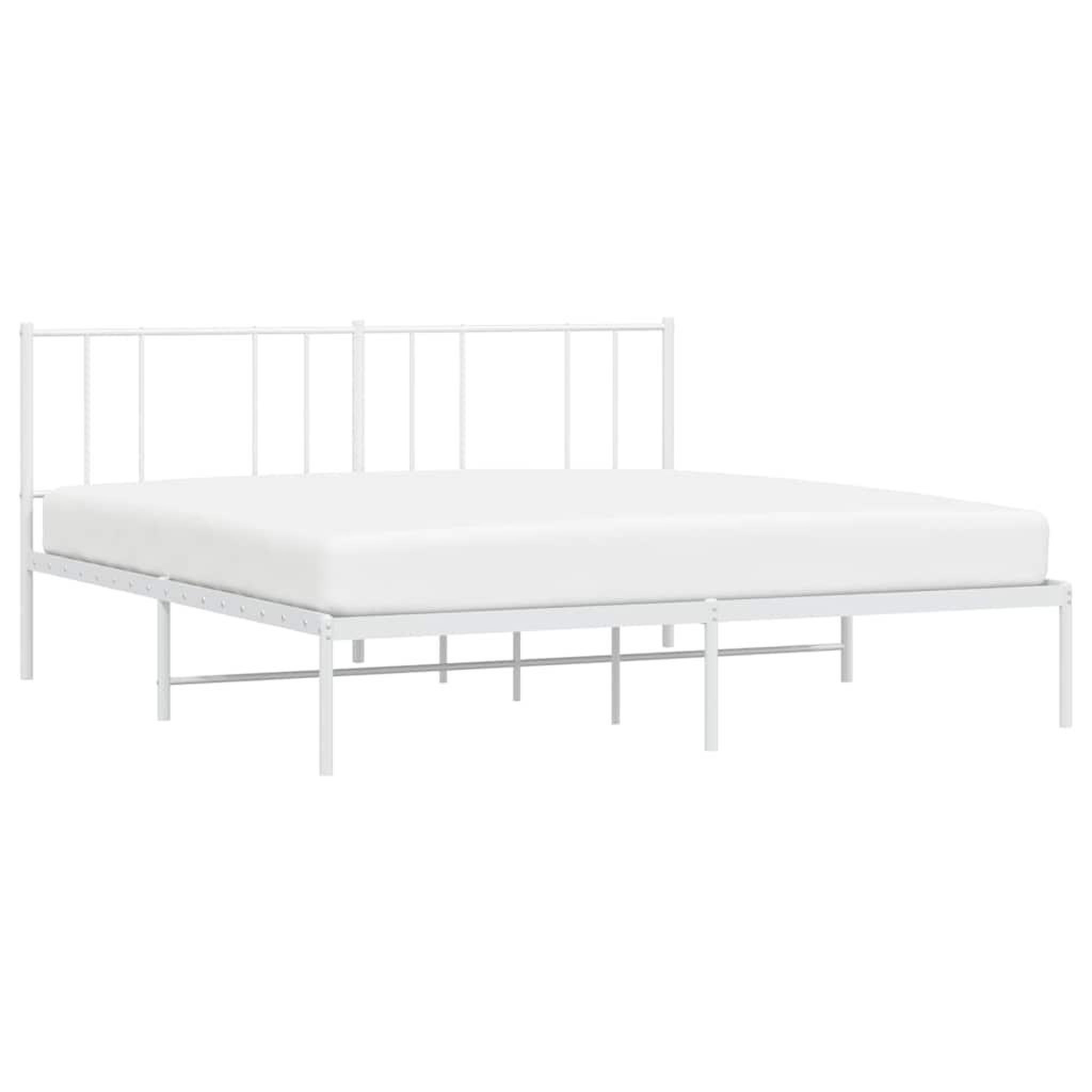 Voir la diapositive 5 : VIDAXL Cadre de lit metal sans matelas et tete de lit blanc 183x213 cm