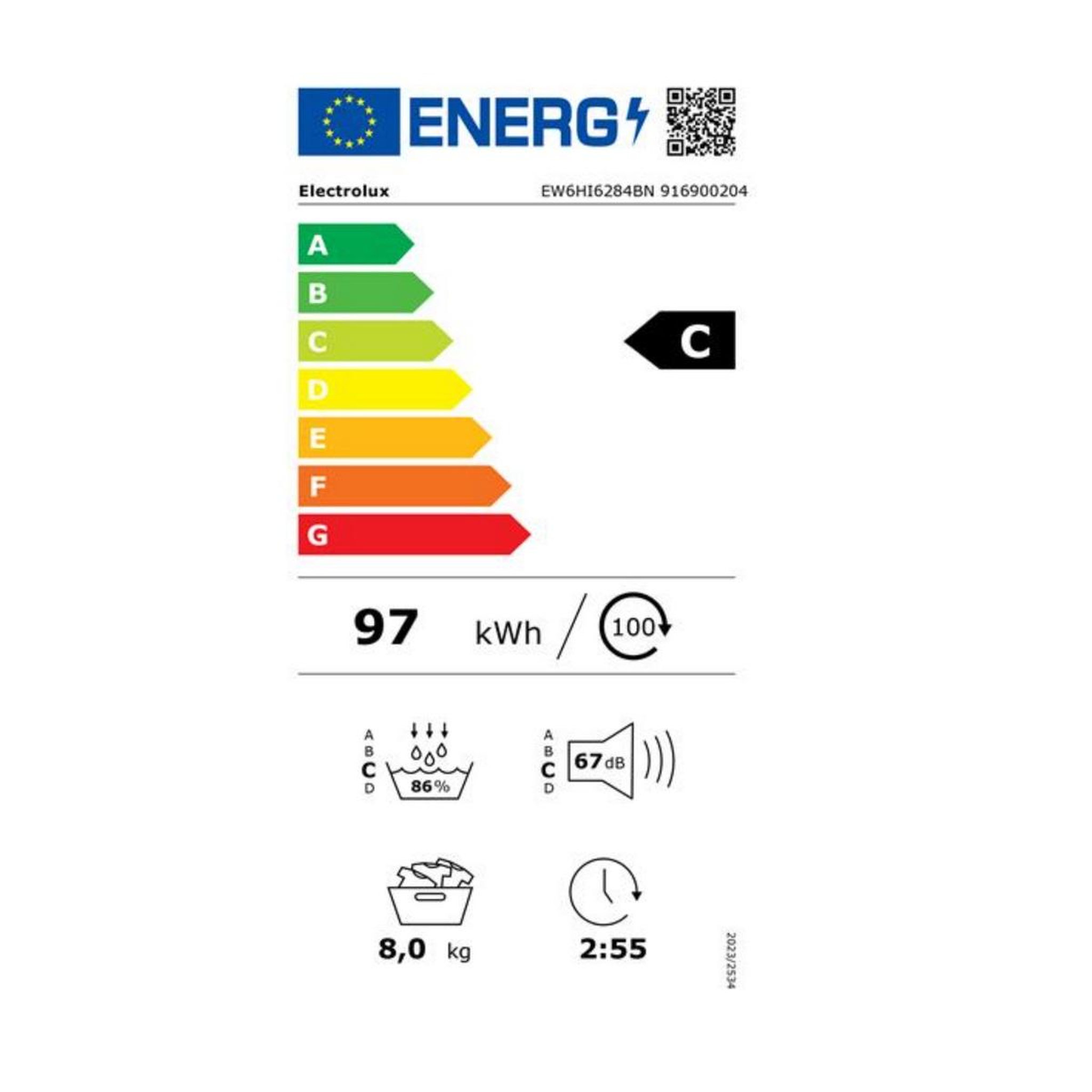 Voir la diapositive 2 : ELECTROLUX Sèche-linge pompe à chaleur 8kg 118l 700w - ew6hi6284bn