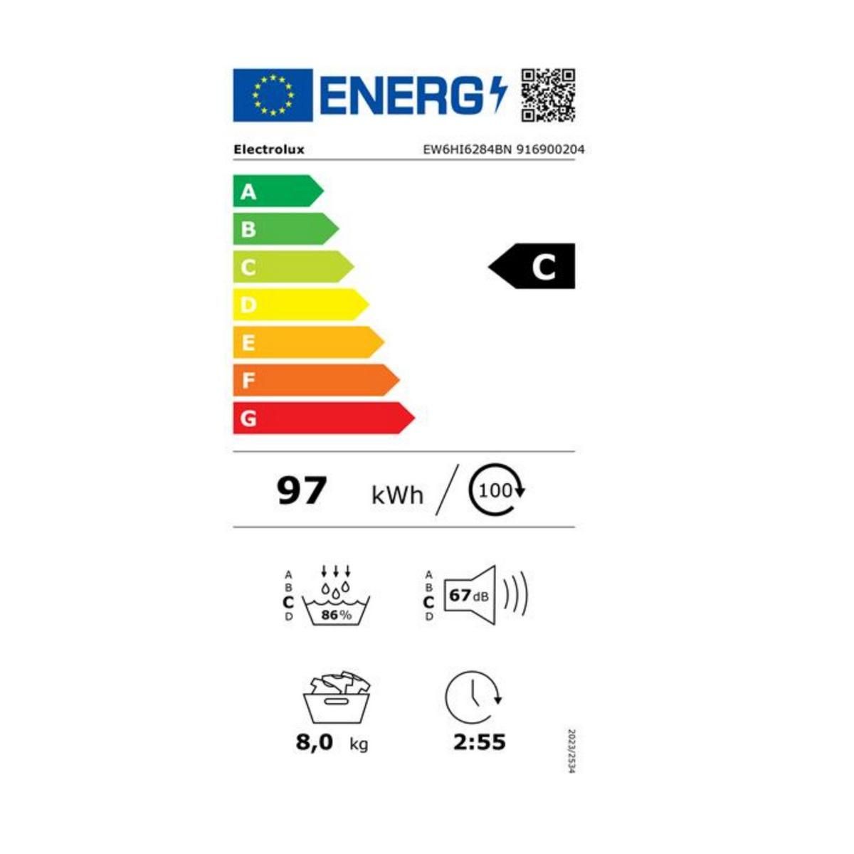ELECTROLUX Sèche-linge pompe à chaleur 8kg 118l 700w - EW6HI6284BN