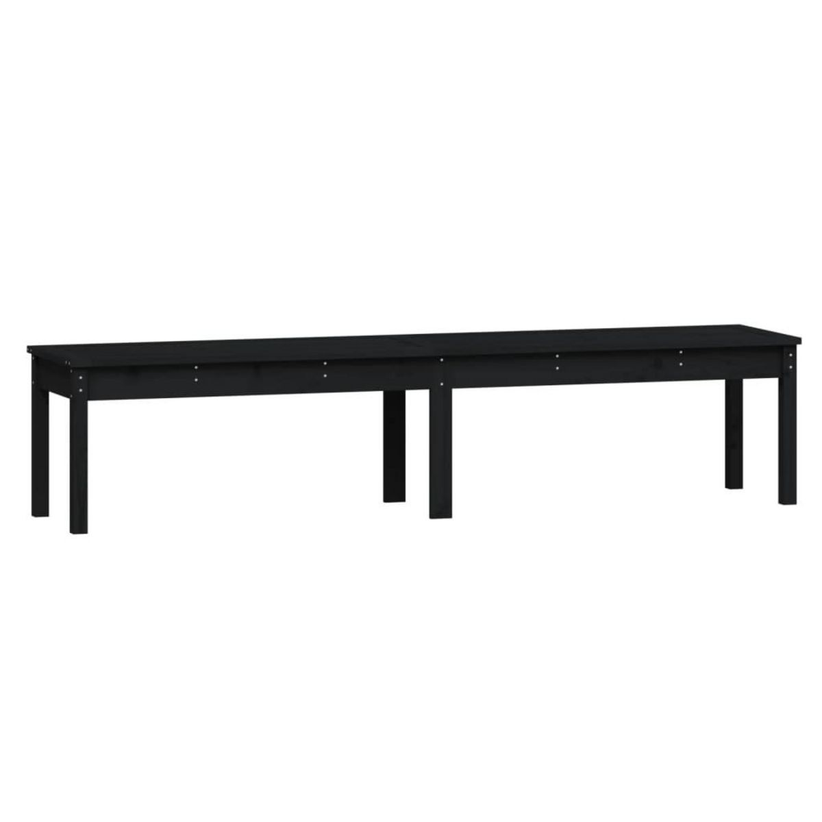 VIDAXL Banc de jardin a 2 places noir 203,5x44x45cm bois massif de pin