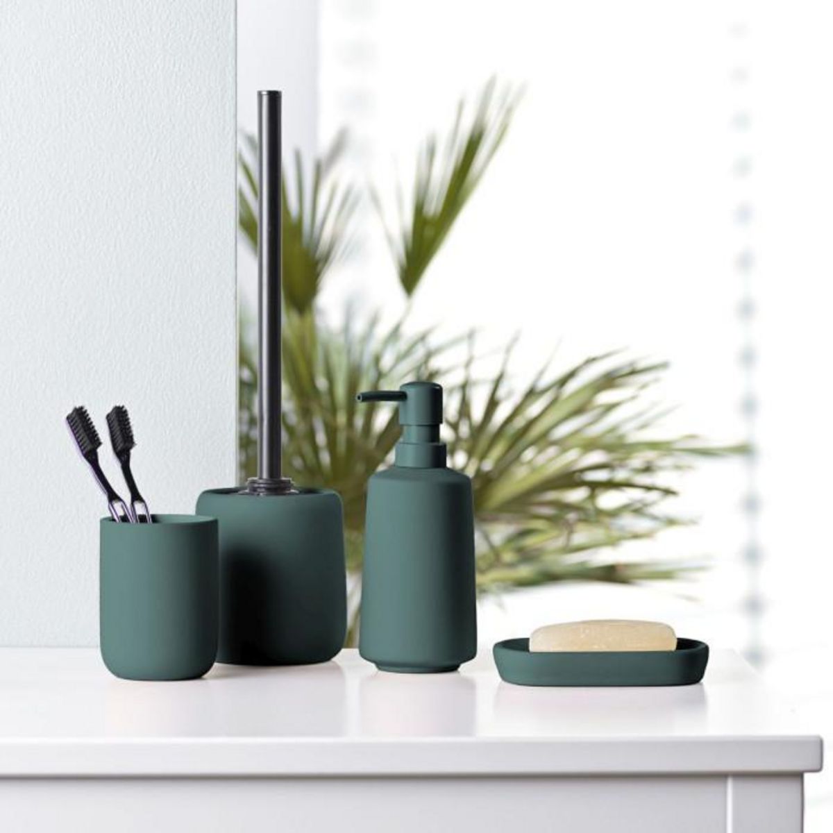 Paris Prix Brosse WC en Céramique  Ceralia  38cm Emeraude