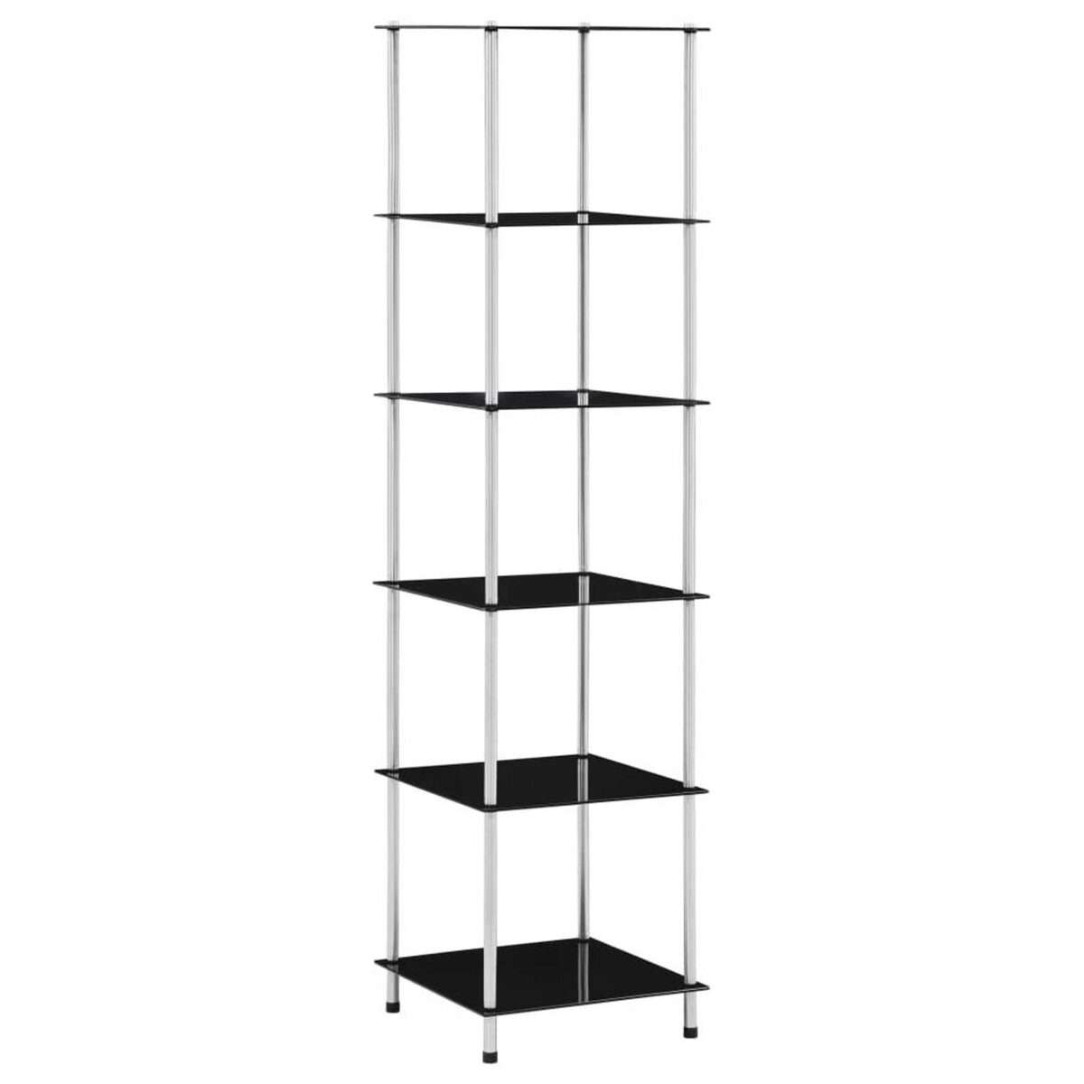 VIDAXL Etagere 6 niveaux Noir 40x40x160 cm Verre trempe