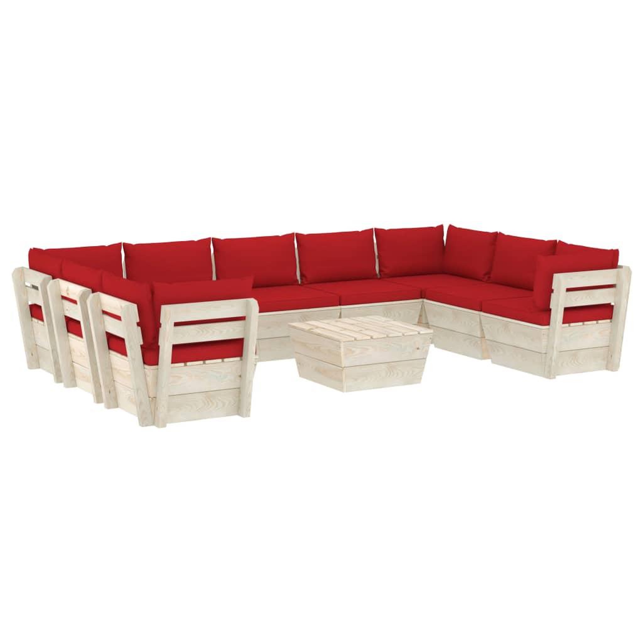 Voir la diapositive 2 : VIDAXL Salon de jardin palette 10 pcs avec coussins bois d'epicea