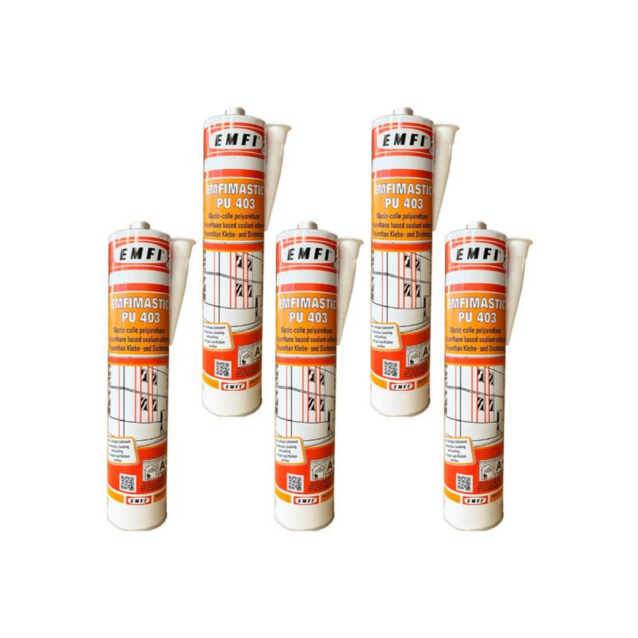 Voir la diapositive 1 : EMFI Mastic-colle polyuréthane EMFI PU 403 - gris 300ml x5