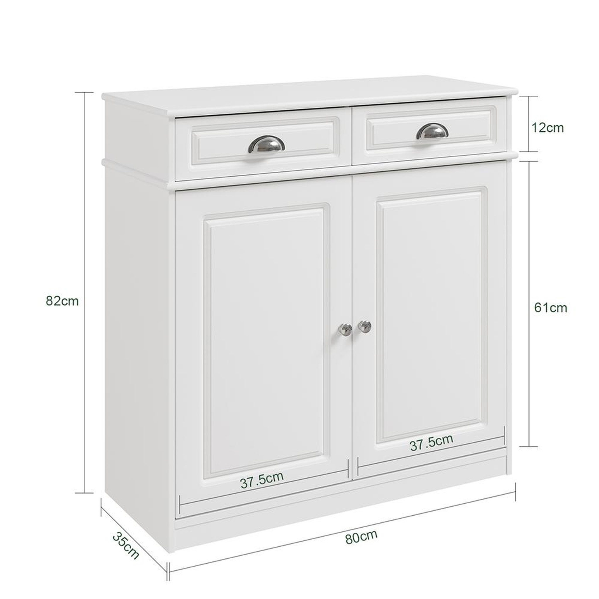 Voir la diapositive 3 : SOBUY SoBuy - Meuble À Chaussures à 2 tiroirs - Blanc - 80x35x82cm - Classique - FSB104-W