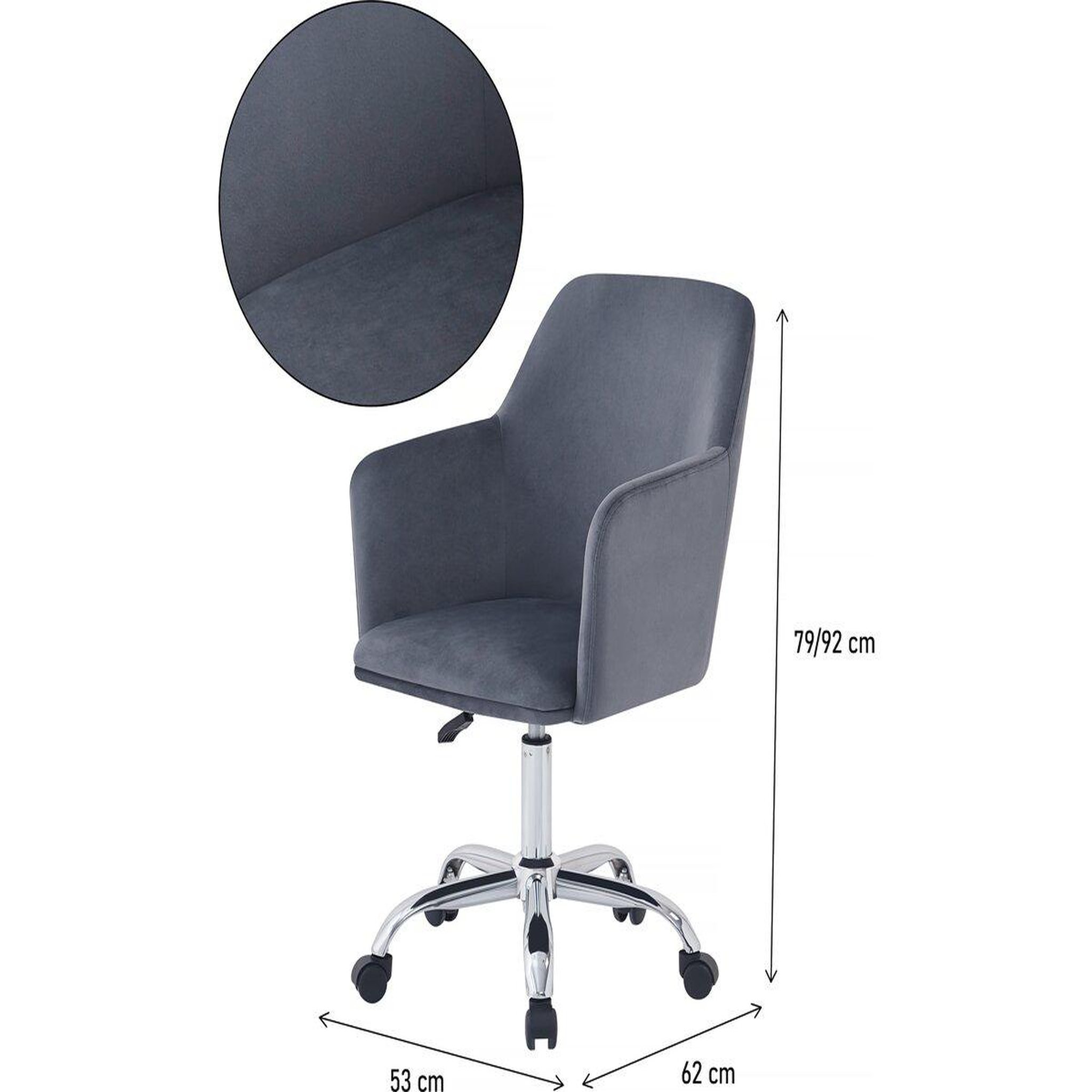 Voir la diapositive 3 : Habitat et Jardin Chaise de bureau en velours ajustable  Ophélie  - Gris