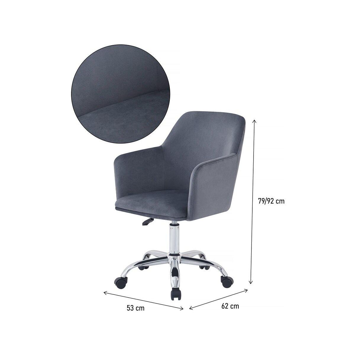 Habitat et Jardin Chaise de bureau en velours ajustable  Ophélie  - Gris