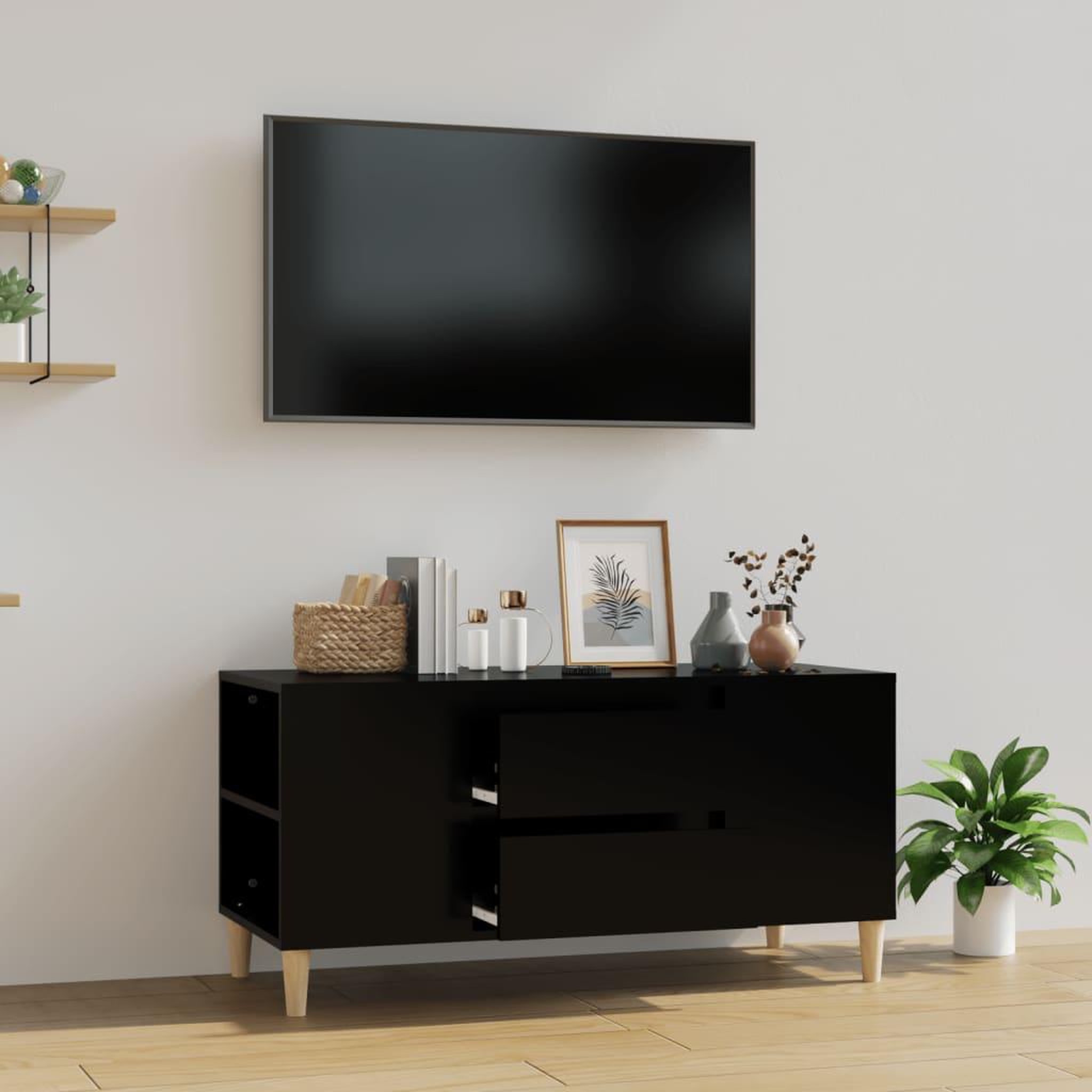 Voir la diapositive 1 : VIDAXL Meuble TV Noir 102x44,5x50 cm Bois d'ingenierie