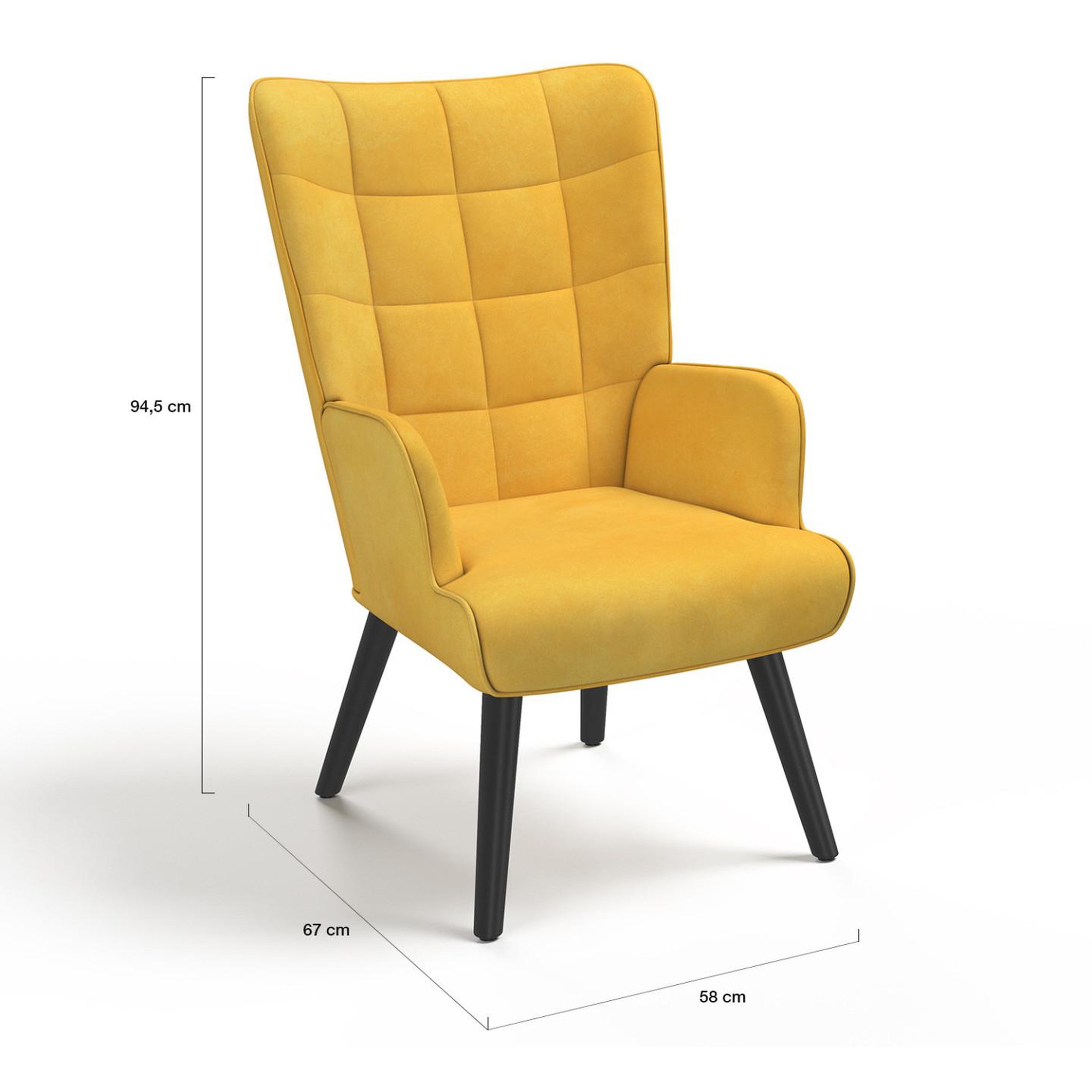 Voir la diapositive 5 : ID MARKET Fauteuil scandinave ania velours jaune