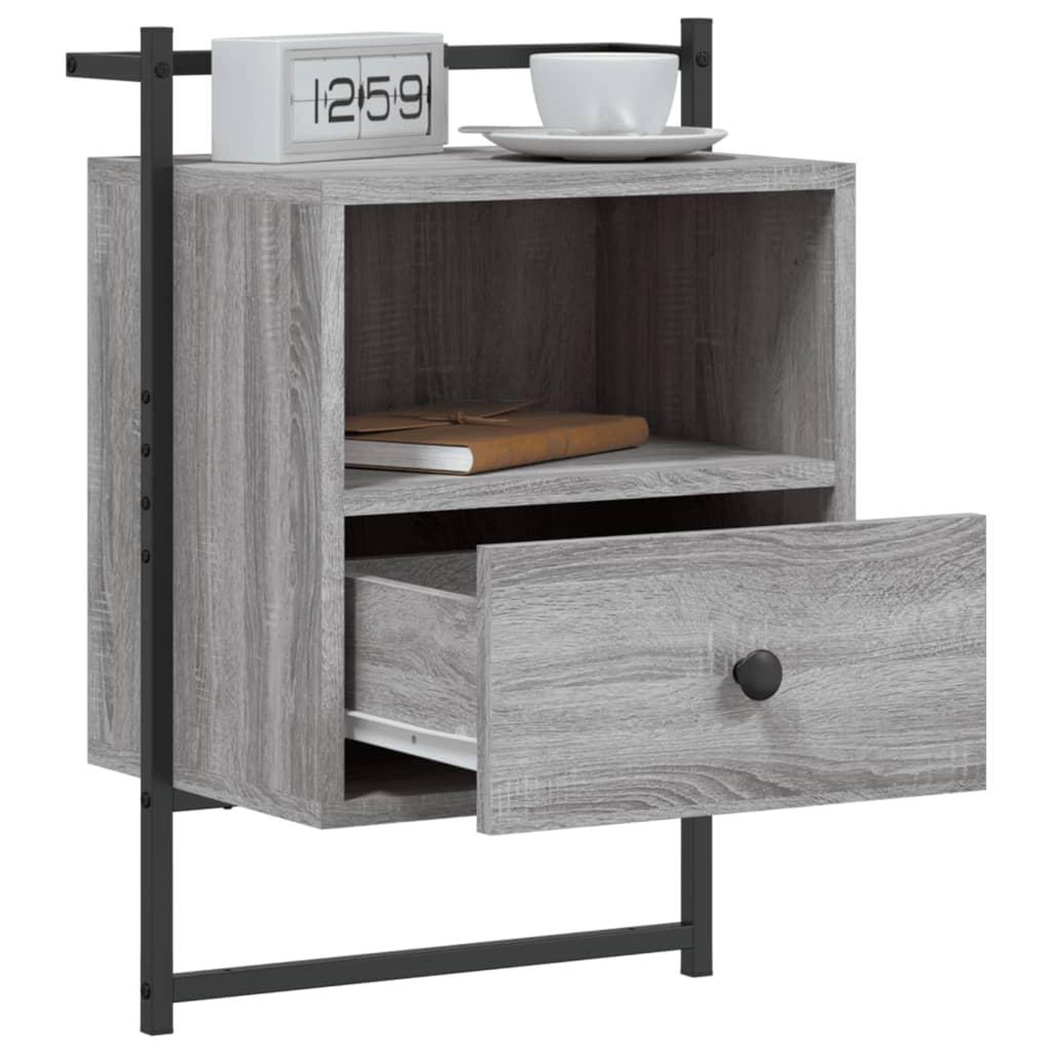 Voir la diapositive 4 : VIDAXL Table de chevet murale sonoma gris 40x30x61cm bois d'ingenierie