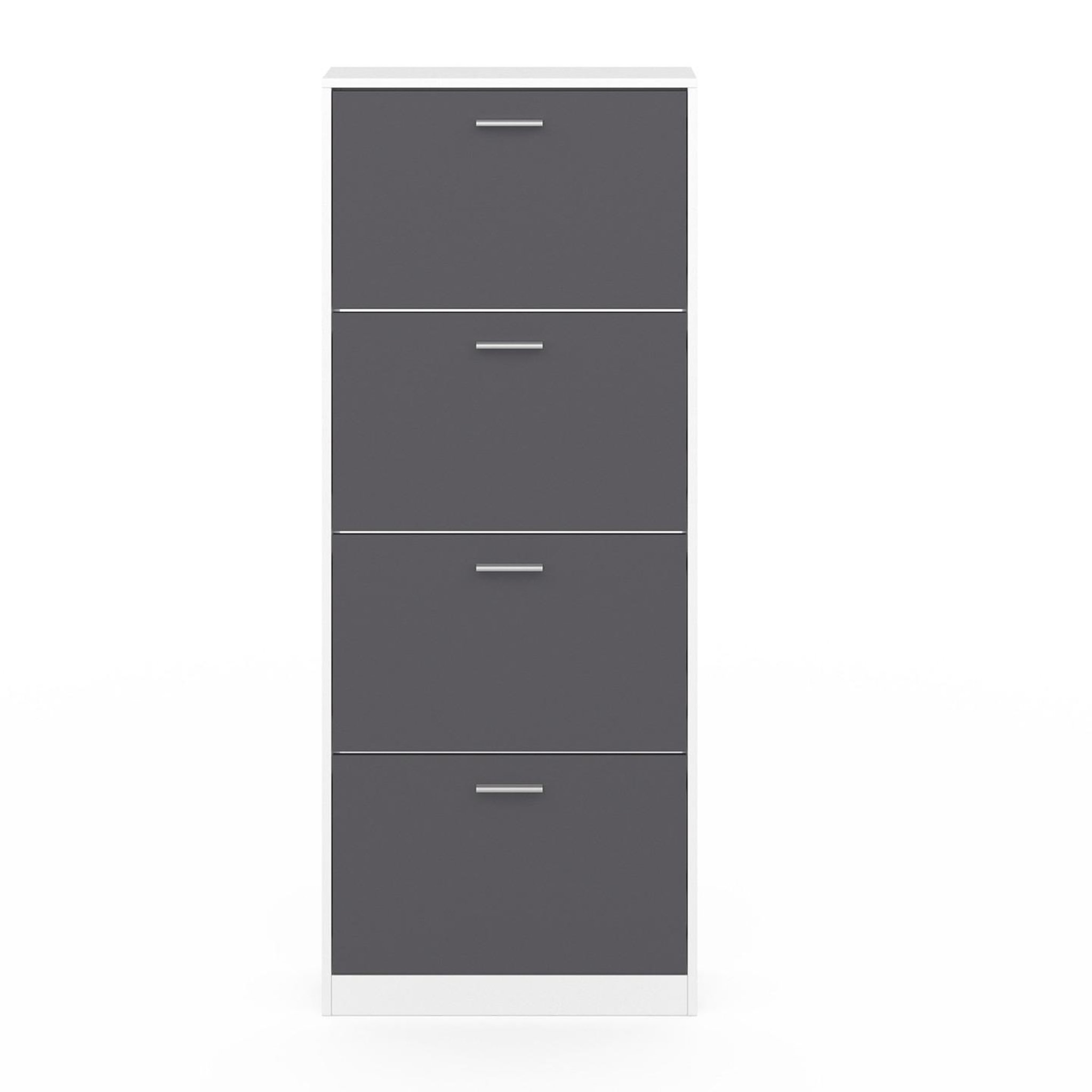 Voir la diapositive 3 : ID MARKET Meuble à chaussures 24 paires klark blanc 4 portes gris clair