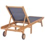 VIDAXL Chaise longue pliable avec roulettes Teck massif et textilene