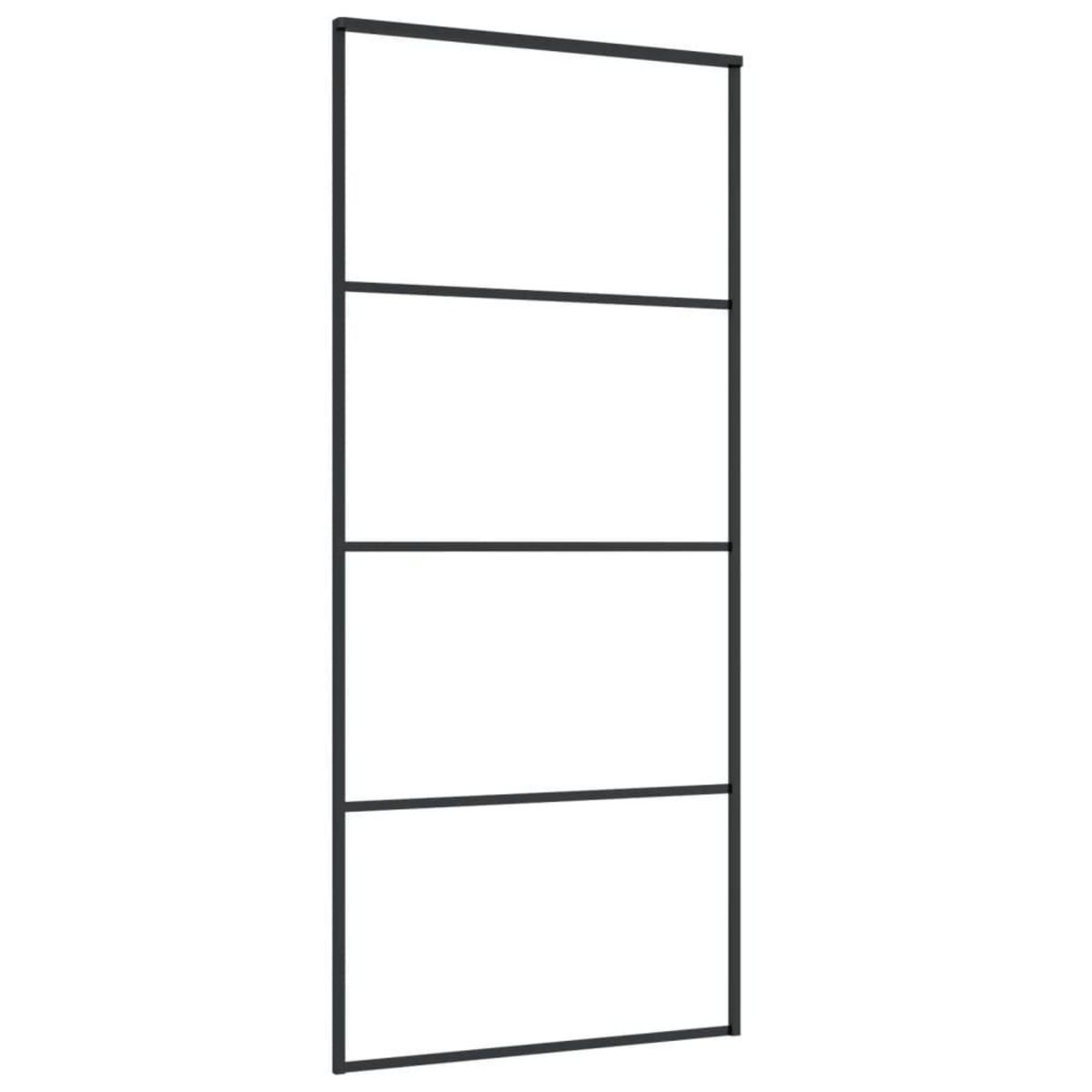 VIDAXL Porte coulissante Verre ESG depoli et aluminium 90x205 cm Noir