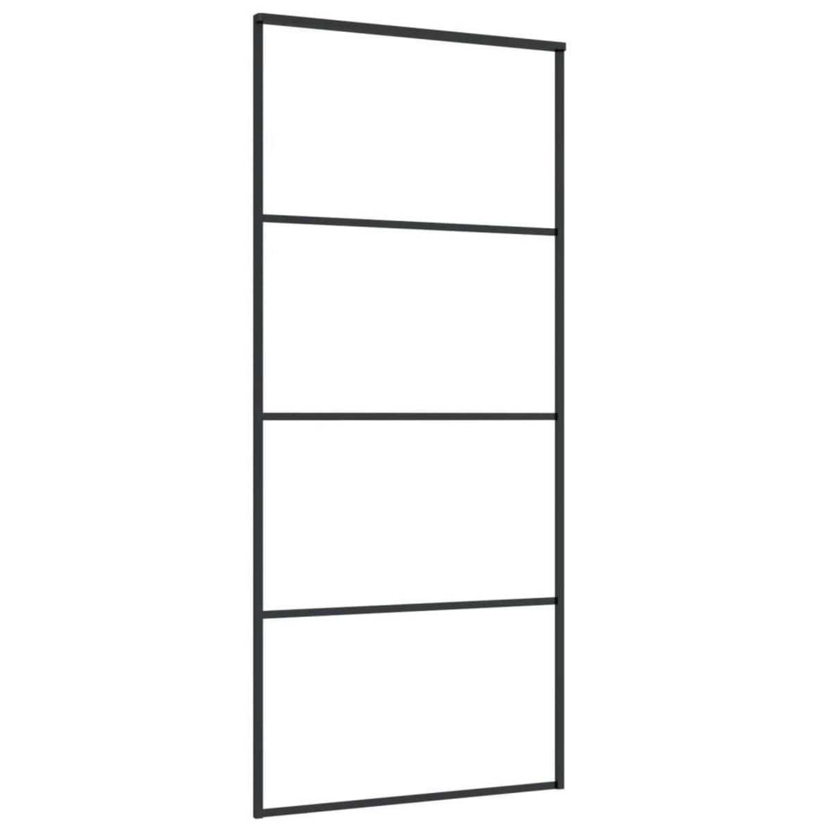 VIDAXL Porte coulissante Verre ESG depoli et aluminium 90x205 cm Noir