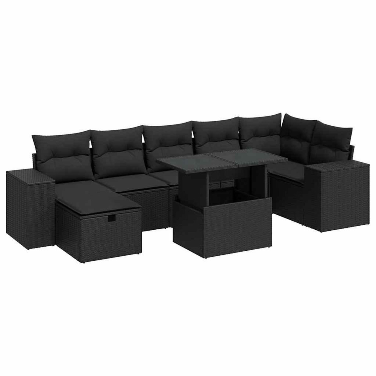 VIDAXL Salon de jardin 5 pcs avec coussins noir resine tressee