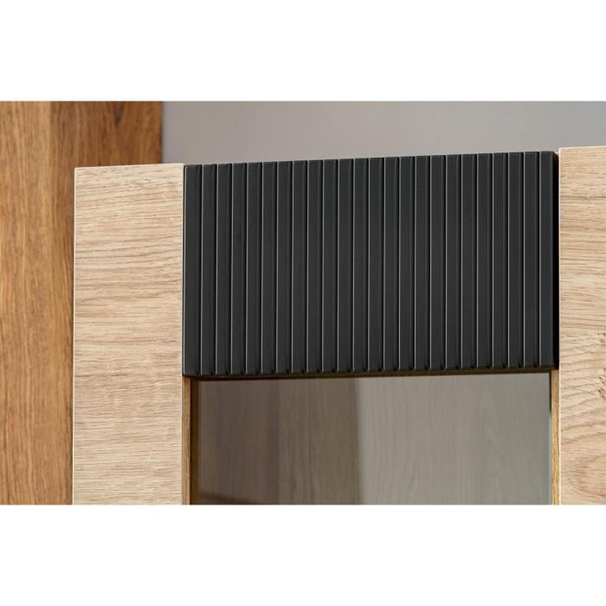 Voir la diapositive 6 : Paris Prix Meuble de Rangement Haut Rainuré  Aron  192cm Naturel & Noir
