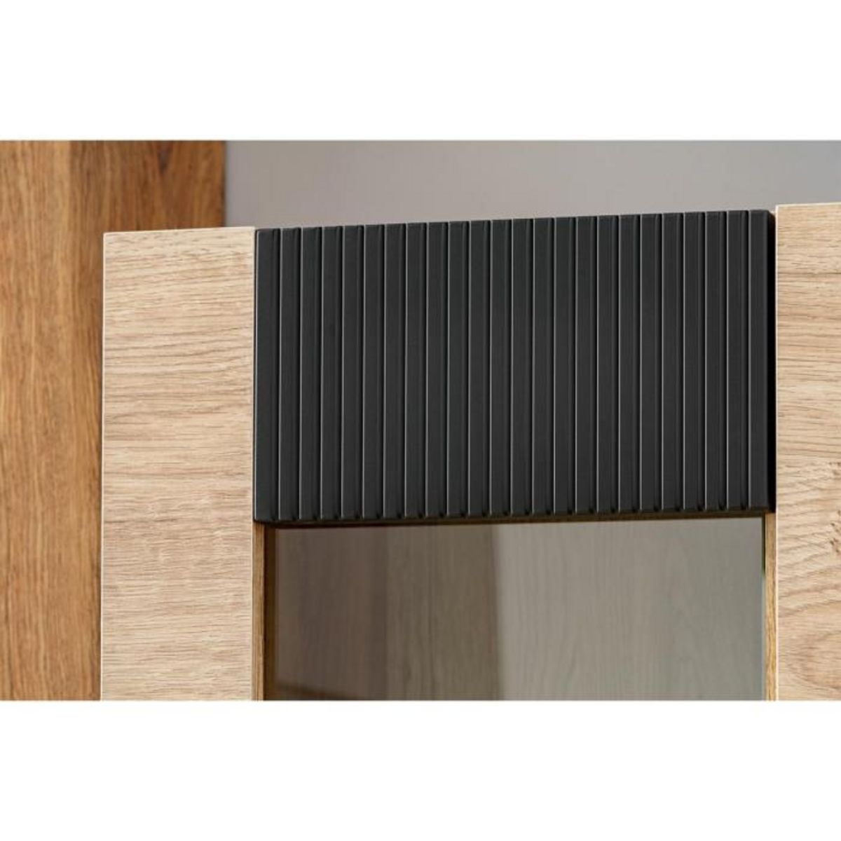 Paris Prix Meuble de Rangement Haut Rainuré  Aron  192cm Naturel & Noir