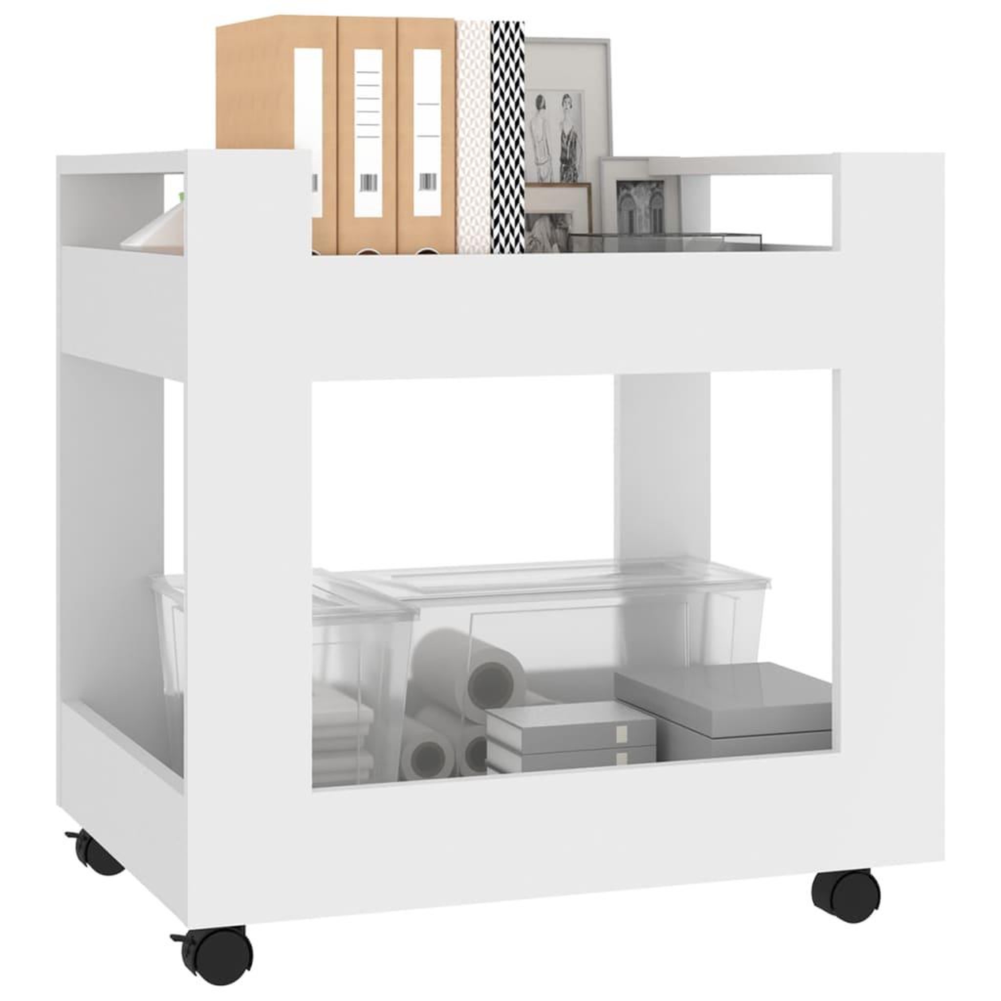 Voir la diapositive 3 : VIDAXL Chariot de bureau Blanc 60x45x60 cm Bois d'ingenierie