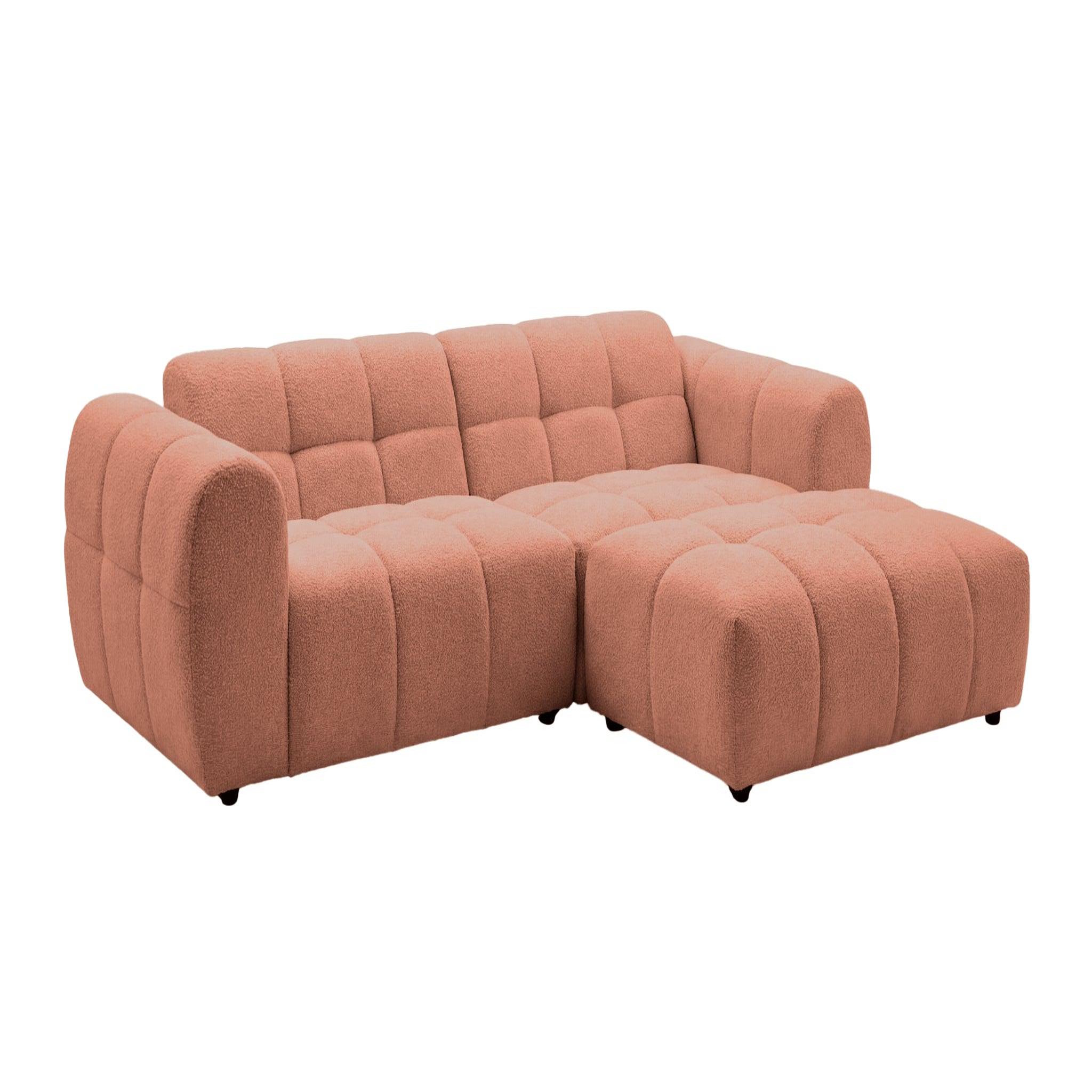 Voir la diapositive 1 : CASANOVA PARIS Alexia mini - canapé d'angle tissu bouclette 3 places