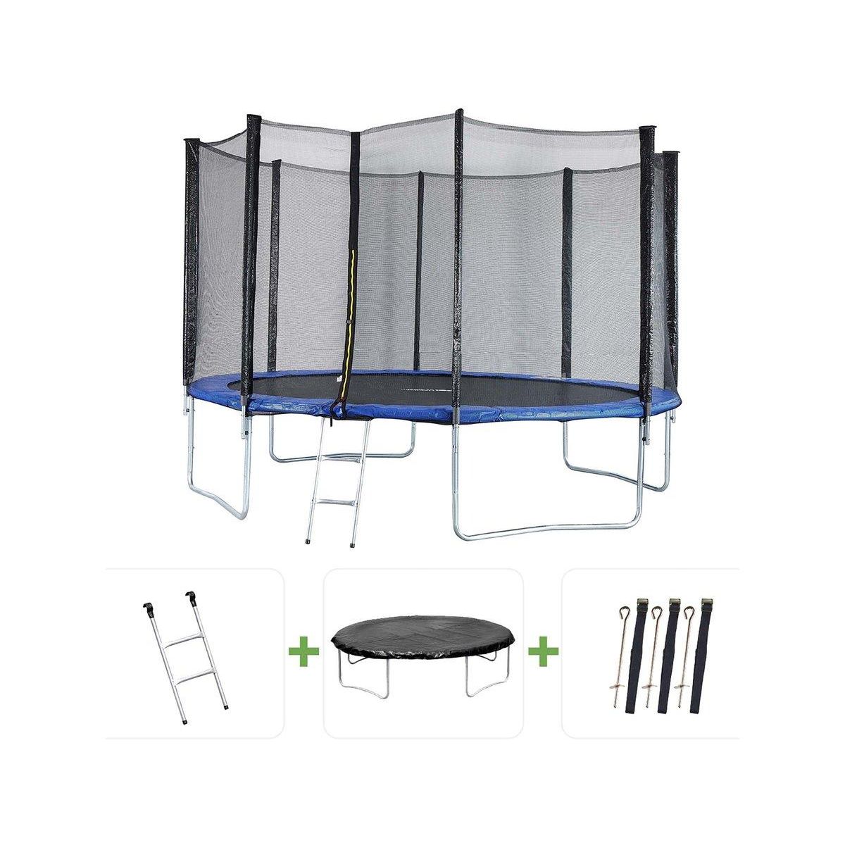 Habitat et Jardin Trampoline  Joycy  - Ø 4,27 m - Avec Filet + échelle + couverture + kit d'ancrage