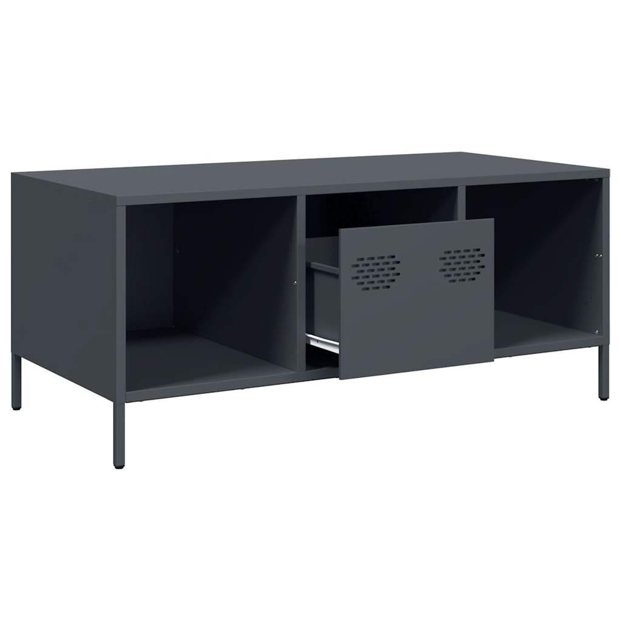 Voir la diapositive 5 : VIDAXL Table basse anthracite 101,5x50x43,5 cm acier lamine a froid