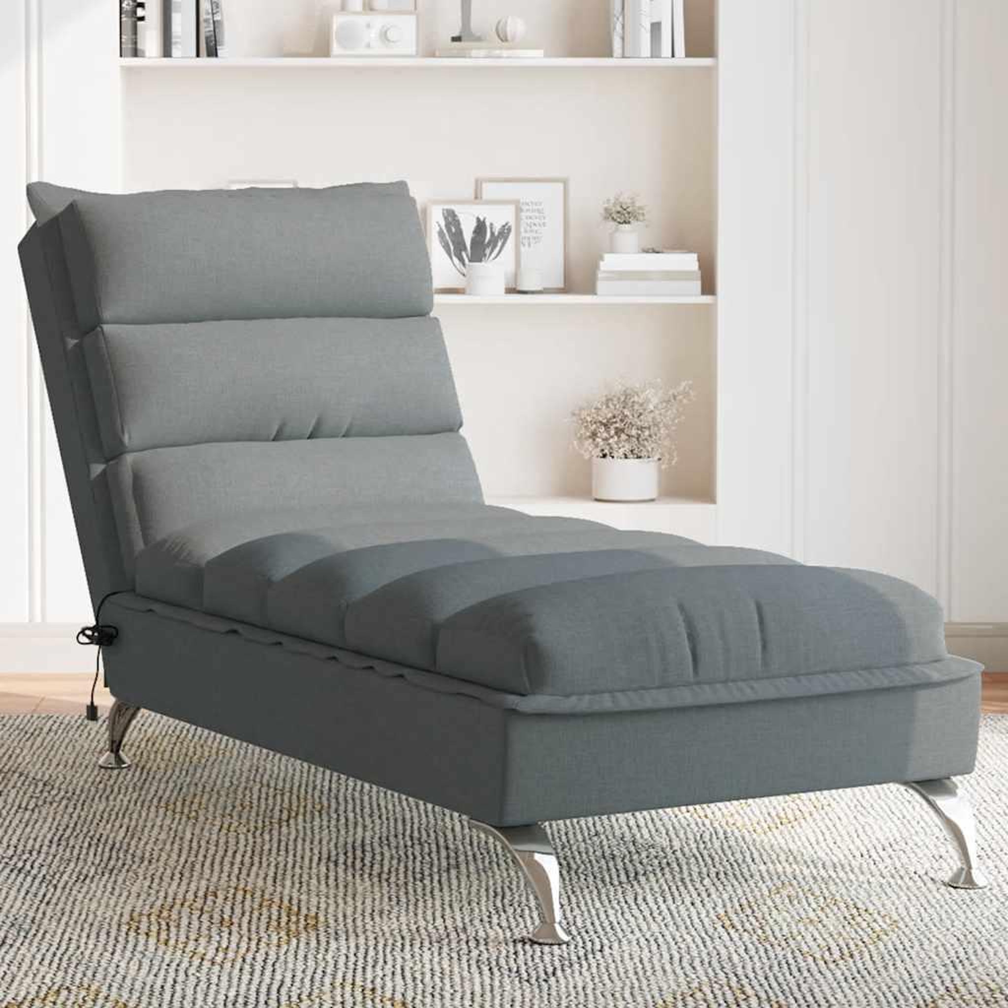 VIDAXL Chaise longue de massage avec coussins gris fonce tissu