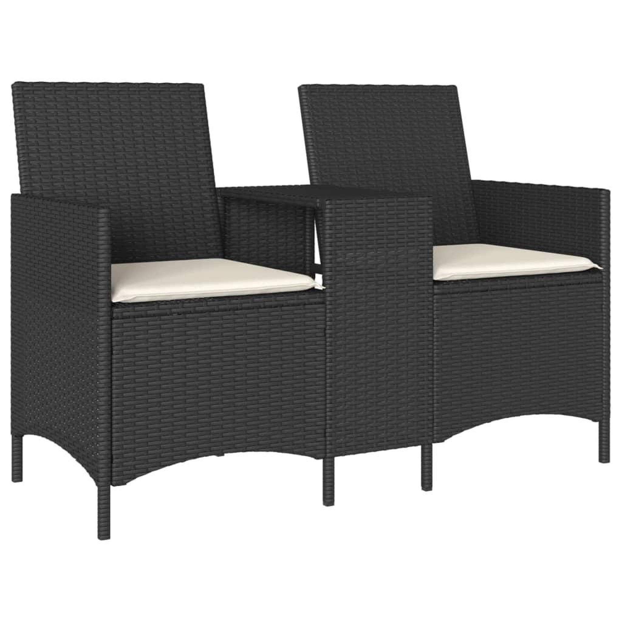Voir la diapositive 2 : VIDAXL Canape de jardin 2 places avec table et coussins resine tressee