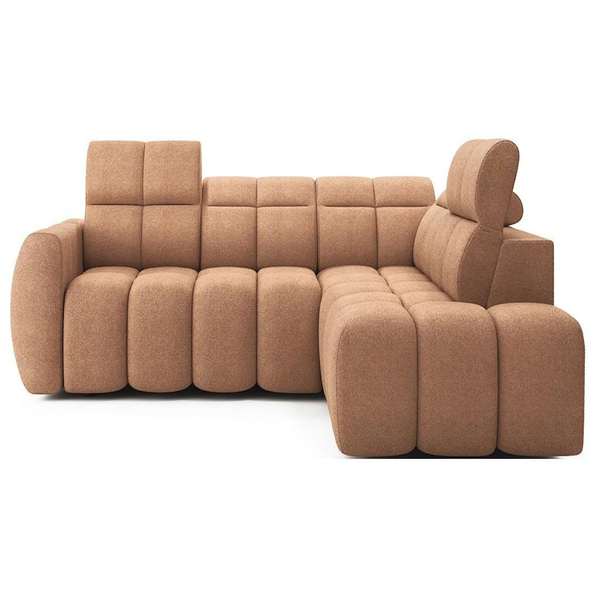 BEST MOBILIER Basile - canapé d'angle droit 4 places assise extensible électrique avec coffre en tissu texturé