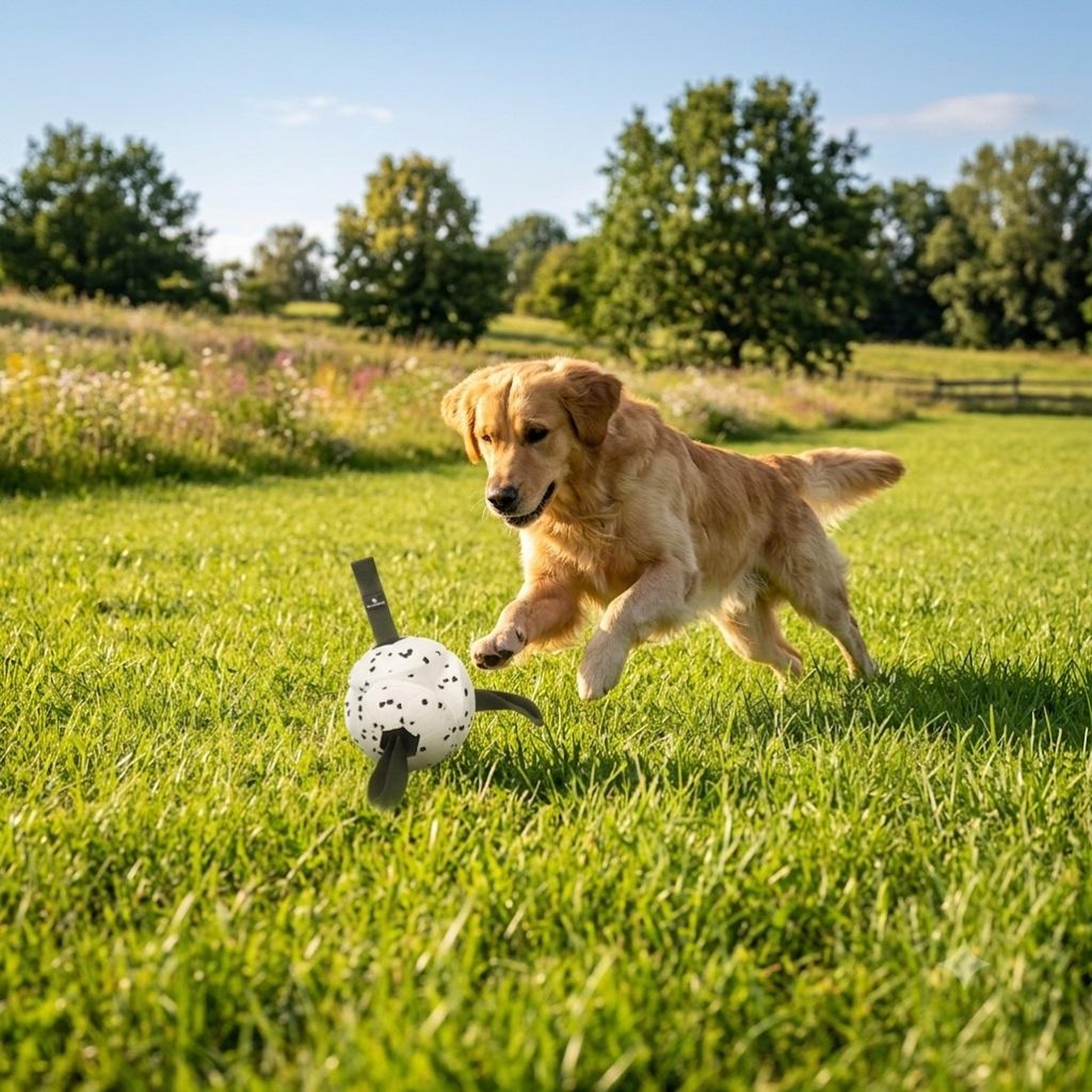 Voir la diapositive 5 : Eden Jeu balle avec rubans flottante et ultra rebondissante pour chien