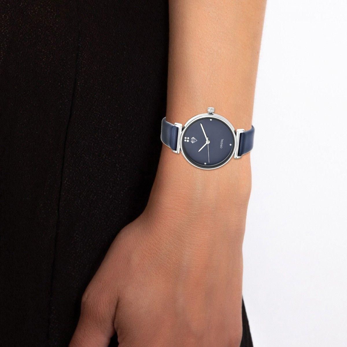 SC CRYSTAL Montre élégante Izia SC Crystal ornée de 4 cristaux scintillants