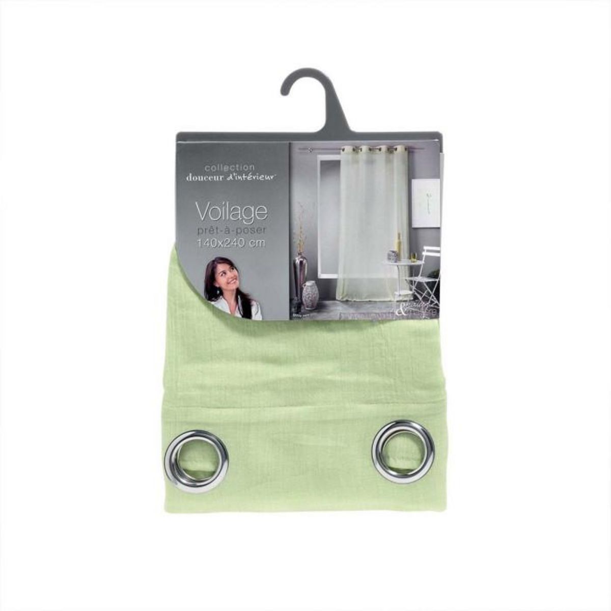 Paris Prix Rideau Voilage à Œillets  Mitsy  140x240cm Vert