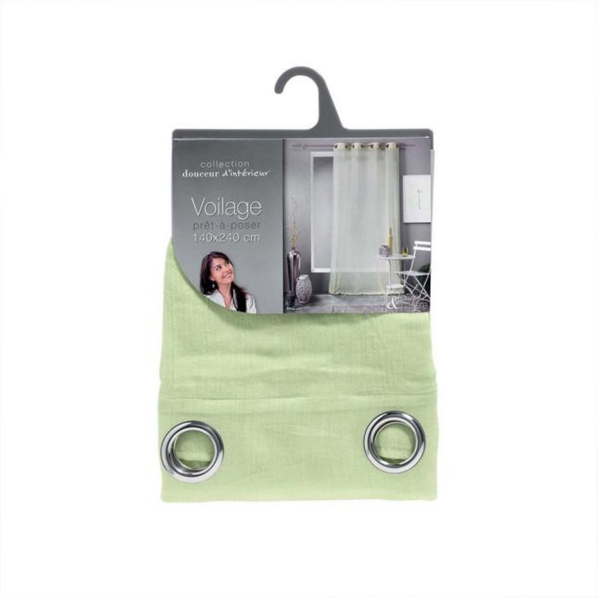Paris Prix Rideau Voilage à Œillets  Mitsy  140x240cm Vert