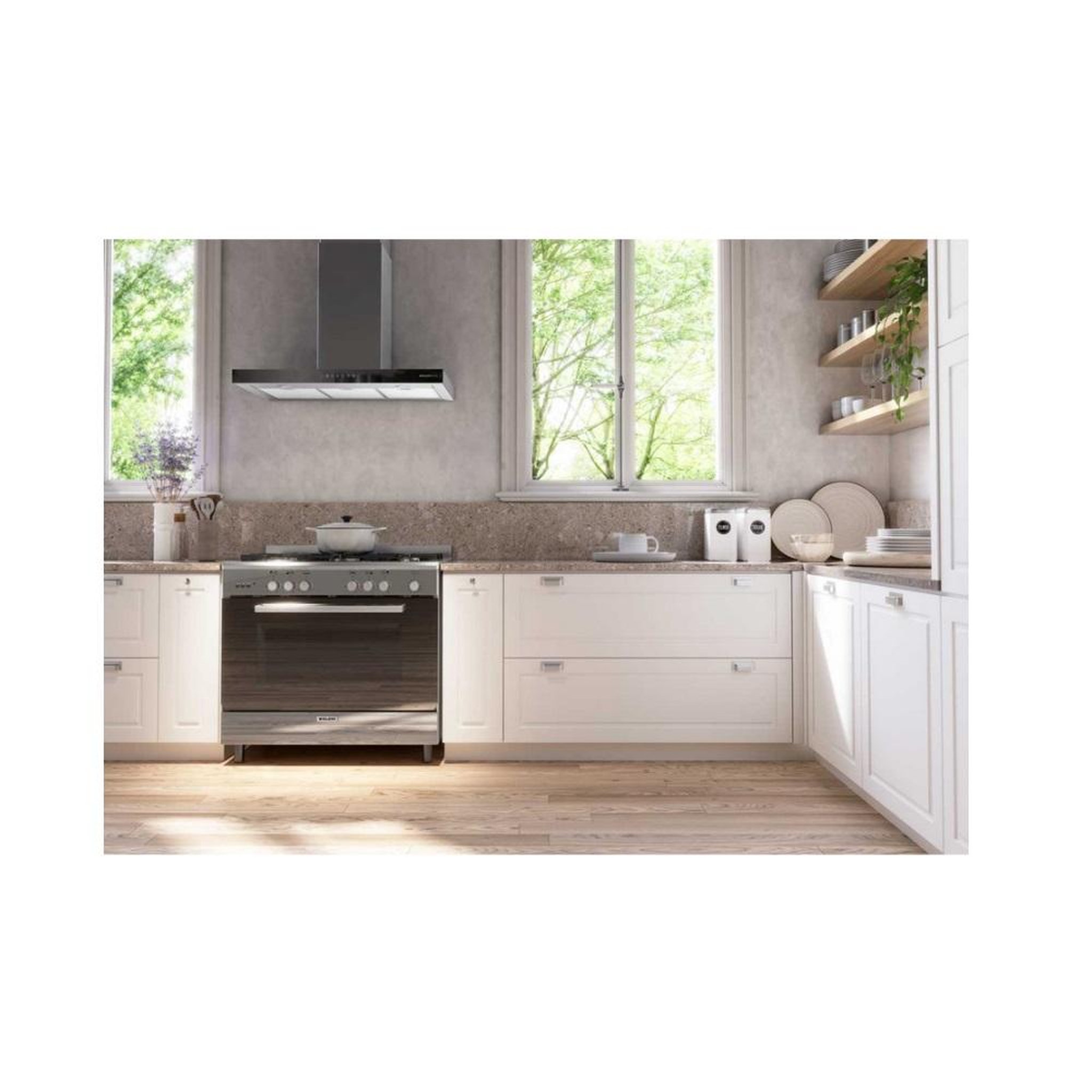 Voir la diapositive 3 : Glem Hotte décorative murale 90cm 63db 564m3/h inox/noir - ghbs97ix