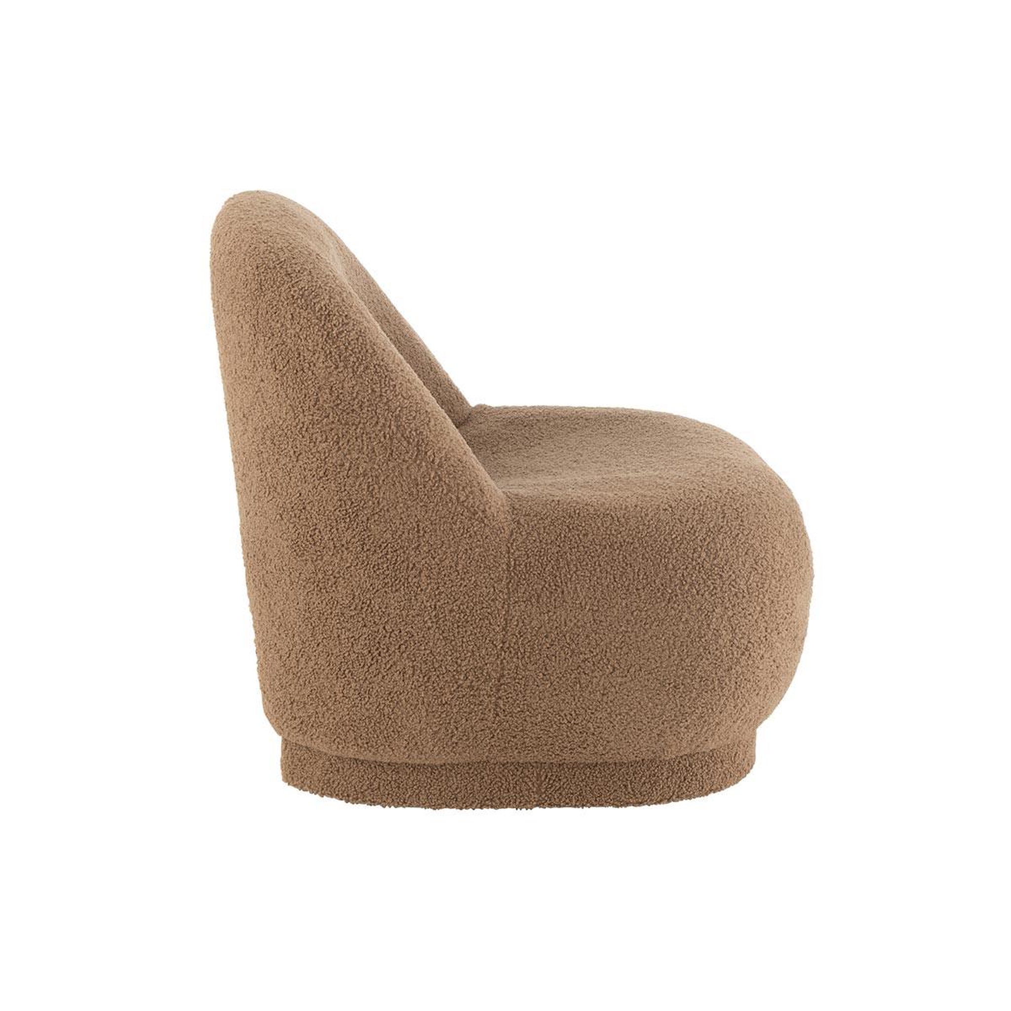 Voir la diapositive 3 : J-LINE Fauteuil Design Bouclette  Teddy  88cm Marron