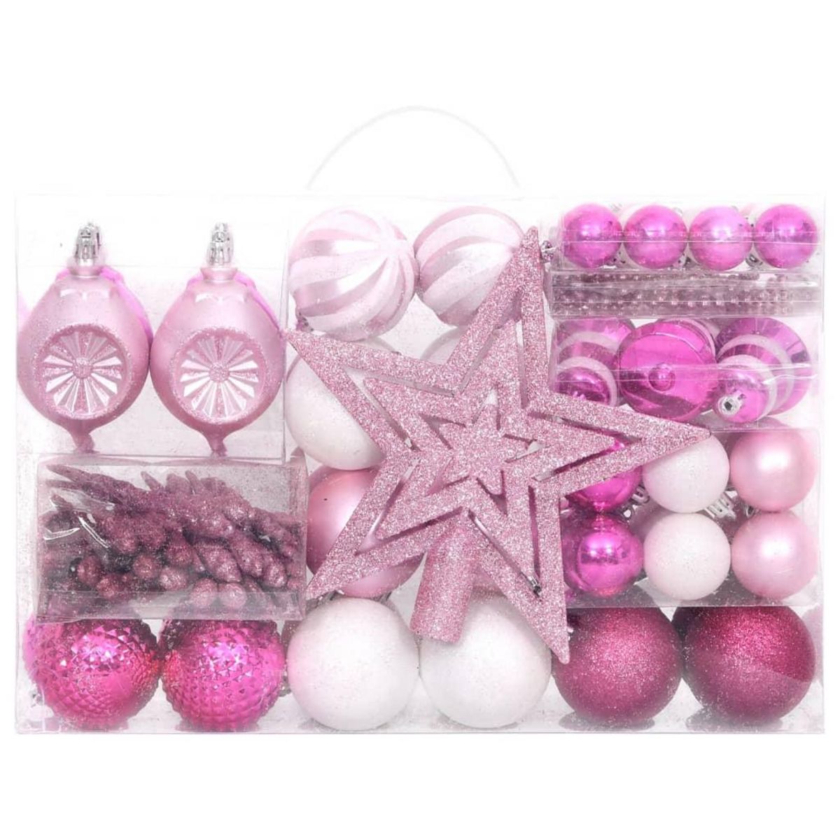 VIDAXL Ensemble de boules de Noël 108 pcs Blanc et rose