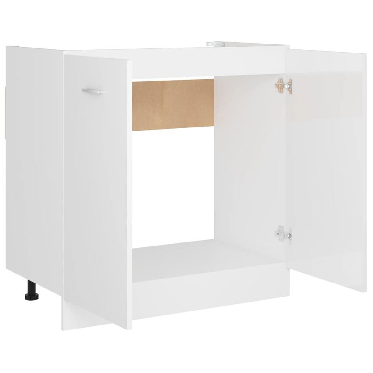 VIDAXL Armoire de plancher d'evier Blanc brillant Bois d'ingenierie