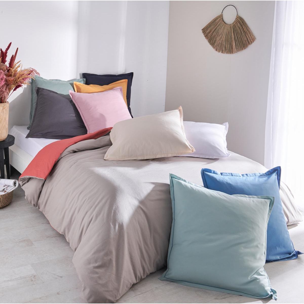 ACTUEL Taie d'oreiller unie en coton 57 fils - collection permanente