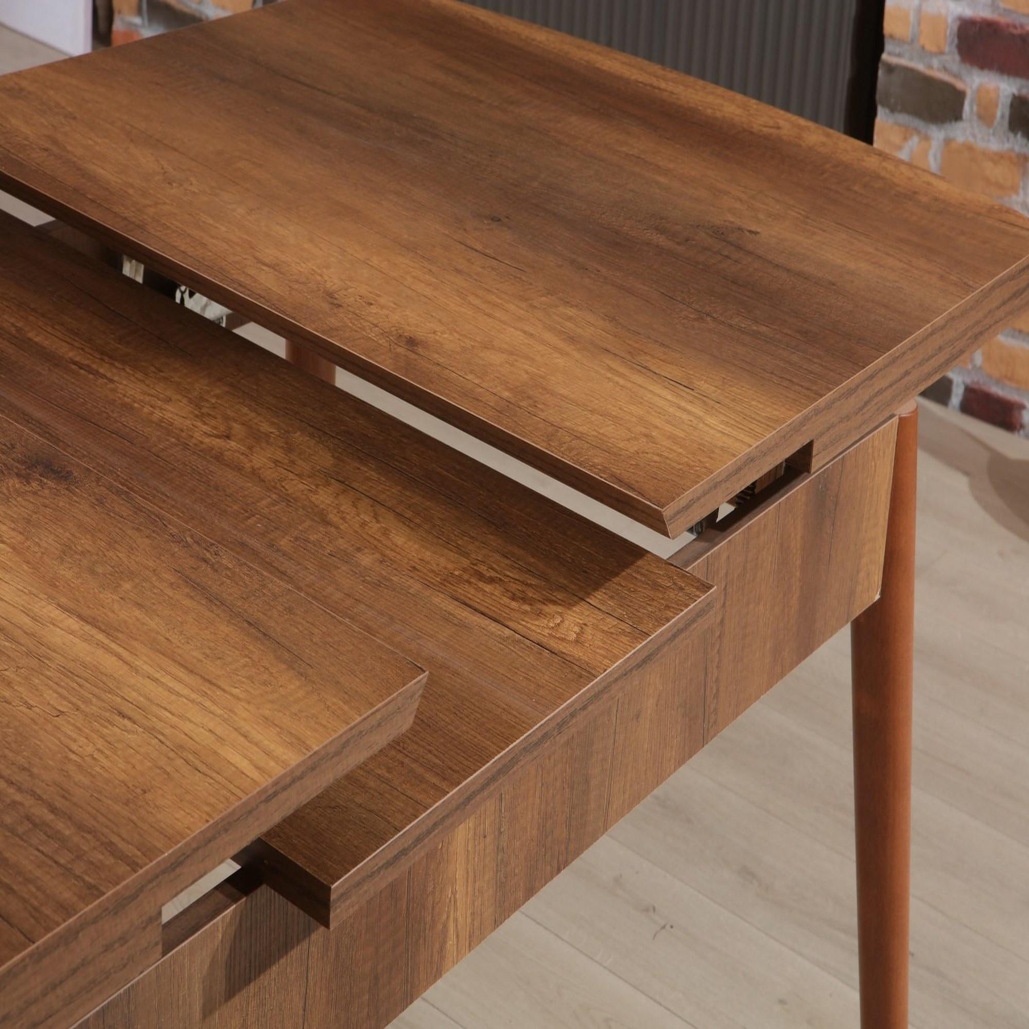 Voir la diapositive 3 : Habitat et Jardin Table à manger extensible en bois  barok  - 170 x 78 x 80 cm - noyer