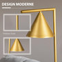 Voir la diapositive 4 : HOMCOM Lampadaire sur pied salon 40W acier doré abat-jour conique orientable base marbre