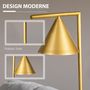 Voir la diapositive 4 : HOMCOM Lampadaire sur pied salon 40W acier doré abat-jour conique orientable base marbre