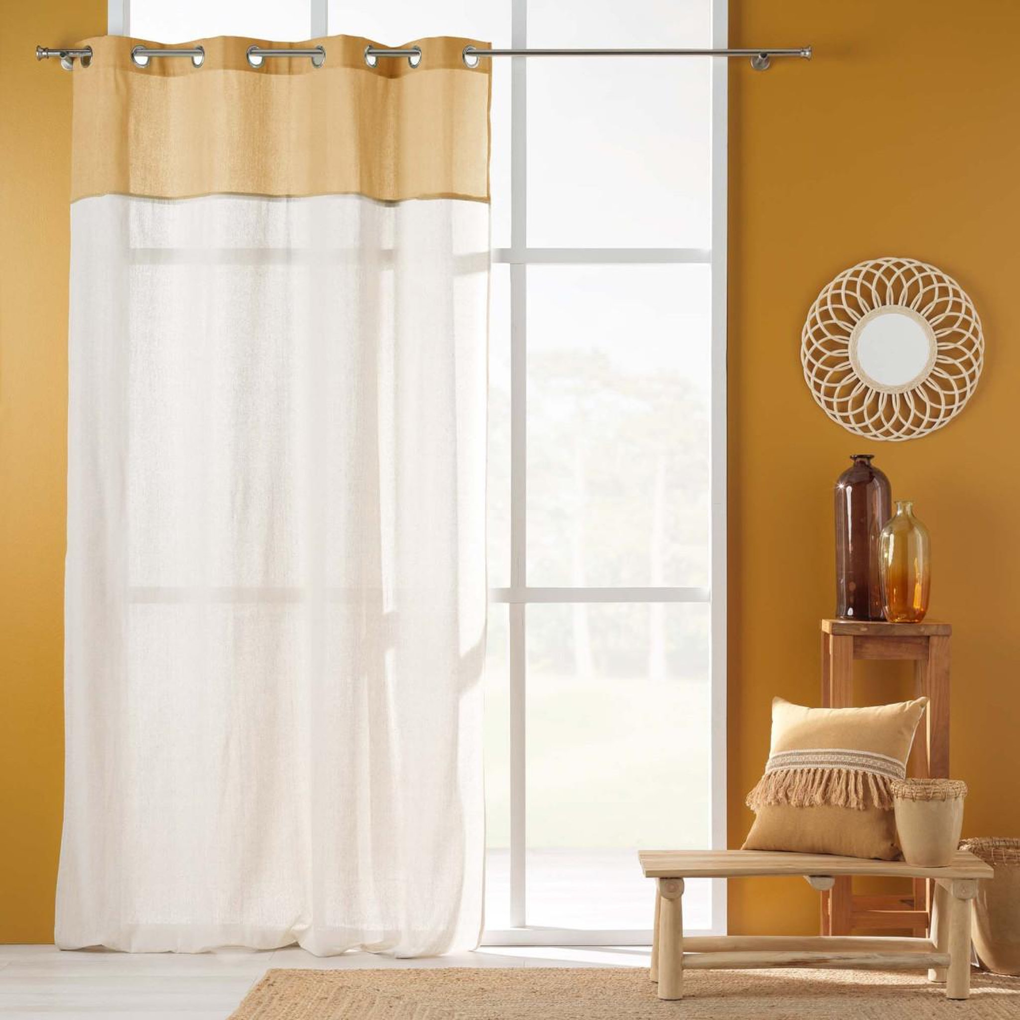 Voir la diapositive 4 : Douceur d'Intérieur Coussin déco franges  janara  45x45cm ocre