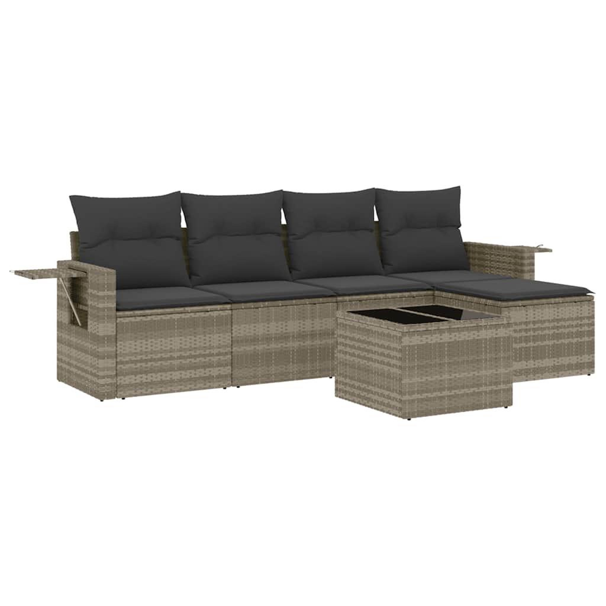 Voir la diapositive 2 : VIDAXL Salon de jardin 6 pcs avec coussins gris clair resine tressee