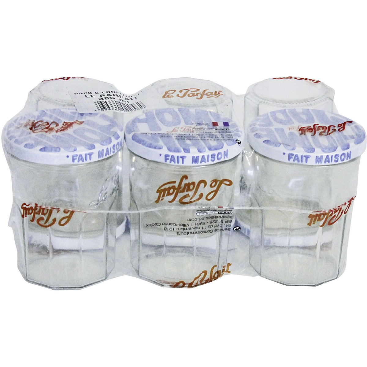 LE PARFAIT Pack de 6 confituriers 385 ml avec couvercle
