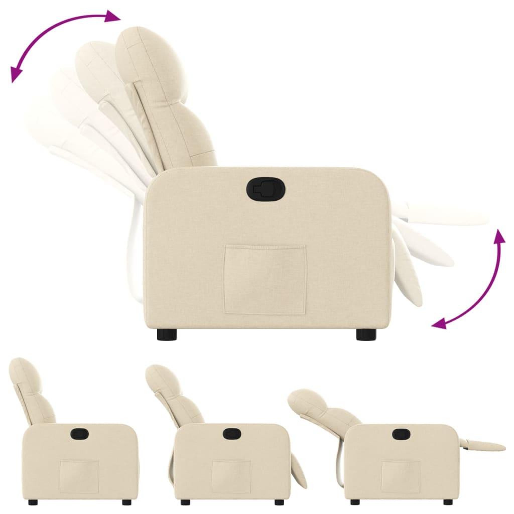 Voir la diapositive 4 : VIDAXL Fauteuil inclinable Creme Tissu