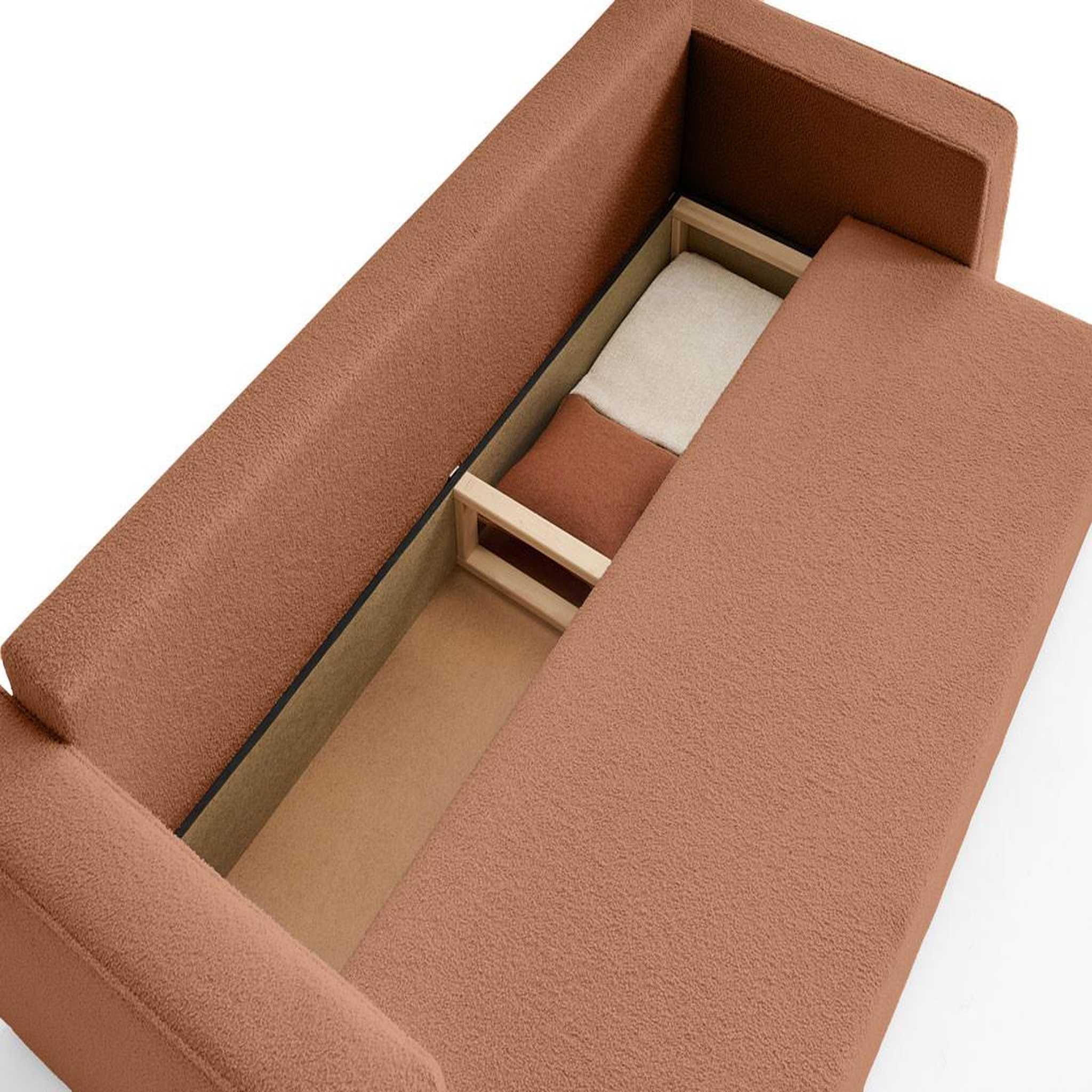 Voir la diapositive 4 : BEST MOBILIER Topaze - canapé 3 places - convertible avec coffre - en tissu bouclette