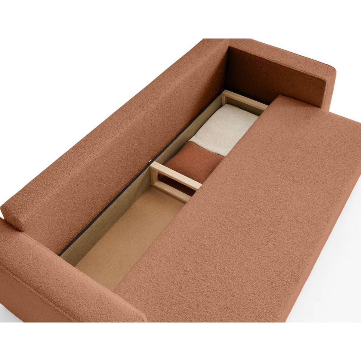 BEST MOBILIER Topaze - canapé 3 places - convertible avec coffre - en tissu bouclette